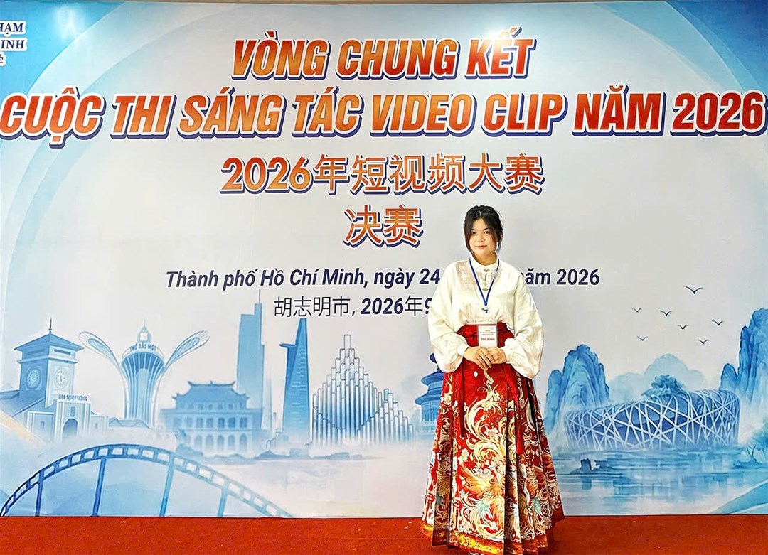​​​​​​​Sinh viên Nguyễn Thị Trang tại cuộc thi sáng tạo video clip năm 2026